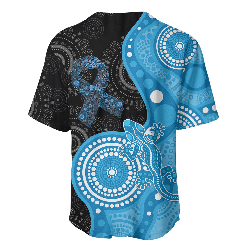Australia Autism Support Month Baseball Jersey Indigenous Lizard With Blue Ribbon