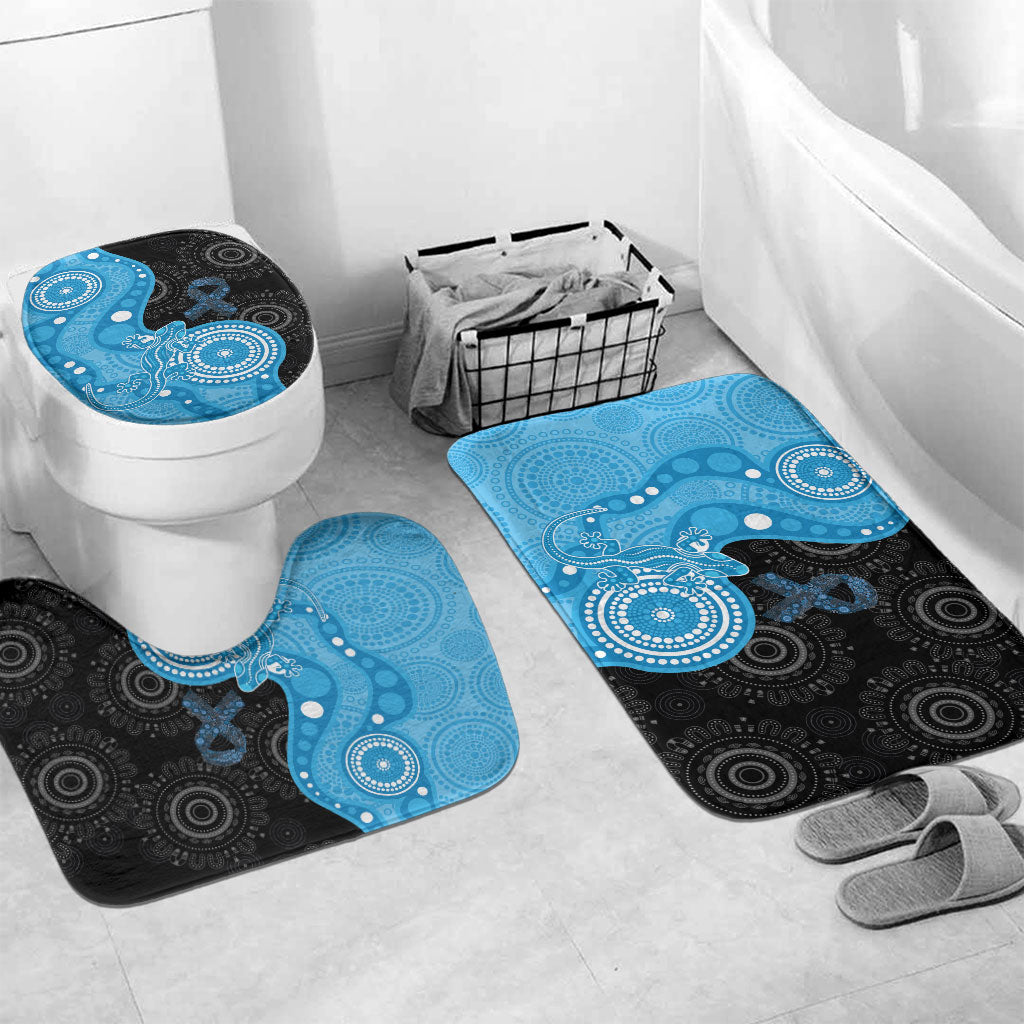 Australia Autism Support Month Bathroom Set Indigenous Lizard With Blue Ribbon