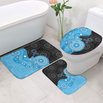 Australia Autism Support Month Bathroom Set Indigenous Lizard With Blue Ribbon