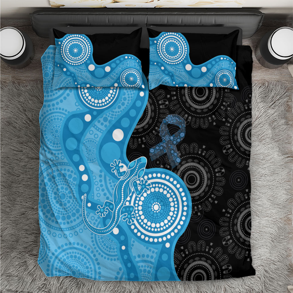Australia Autism Support Month Bedding Set Indigenous Lizard With Blue Ribbon
