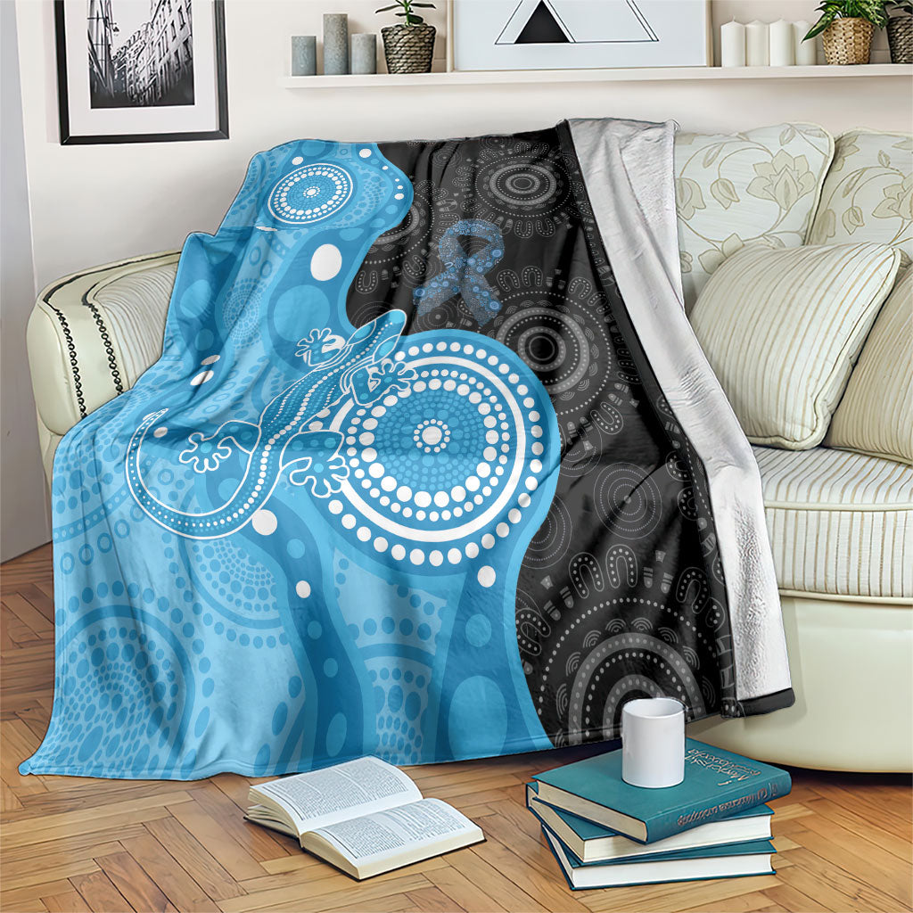 Australia Autism Support Month Blanket Indigenous Lizard With Blue Ribbon