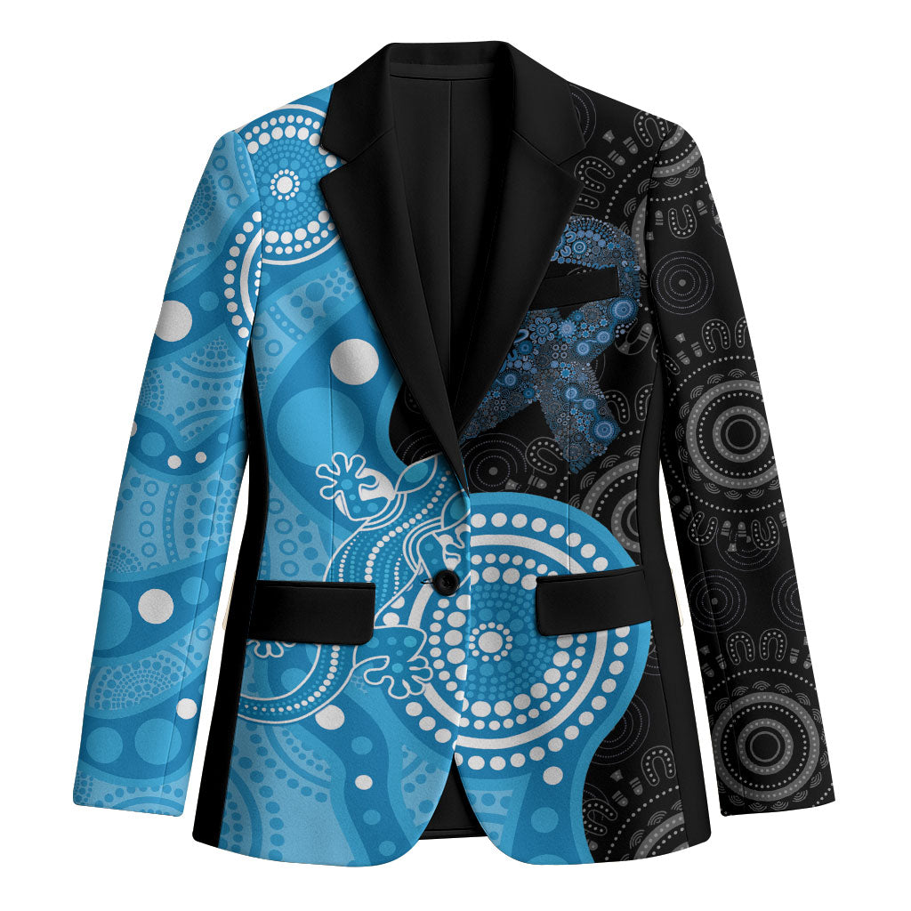 Australia Autism Support Month Blazer Indigenous Lizard With Blue Ribbon