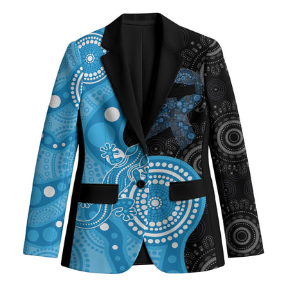 Australia Autism Support Month Blazer Indigenous Lizard With Blue Ribbon