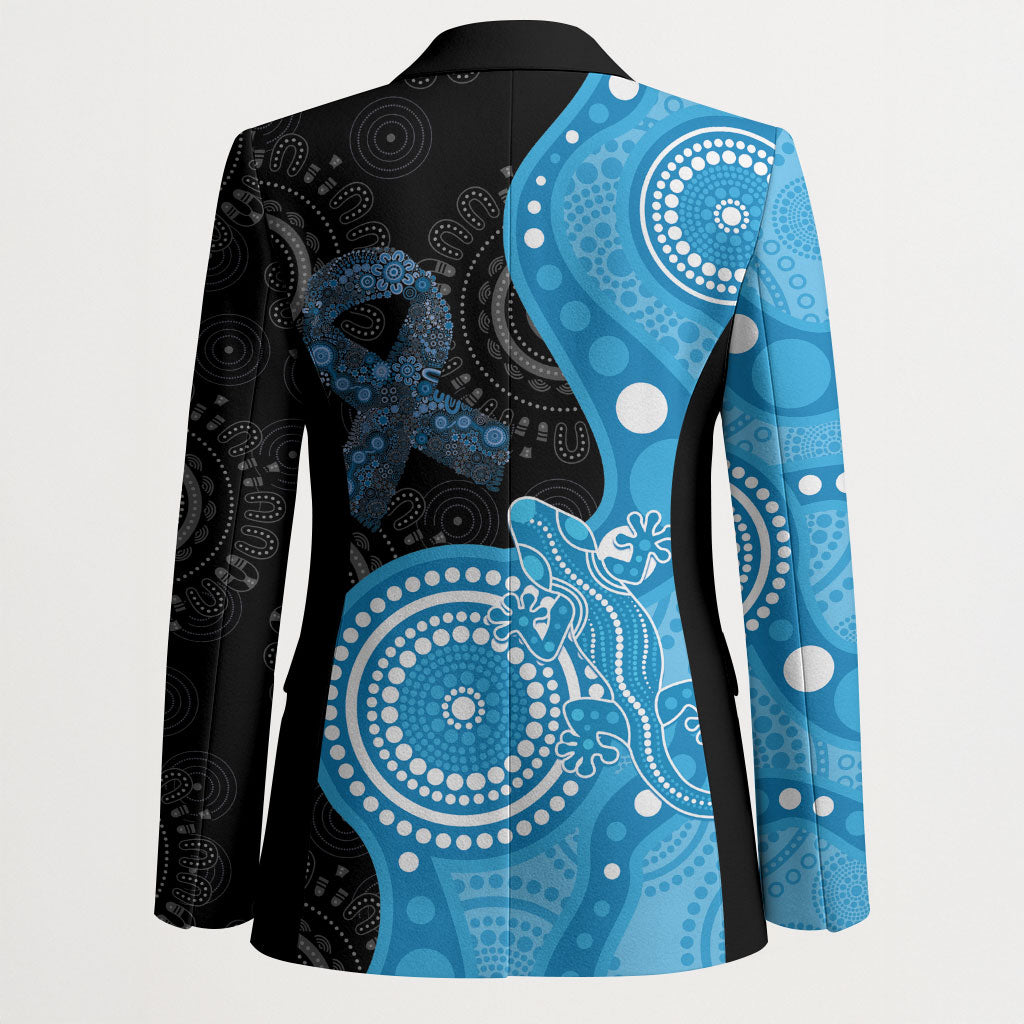 Australia Autism Support Month Blazer Indigenous Lizard With Blue Ribbon