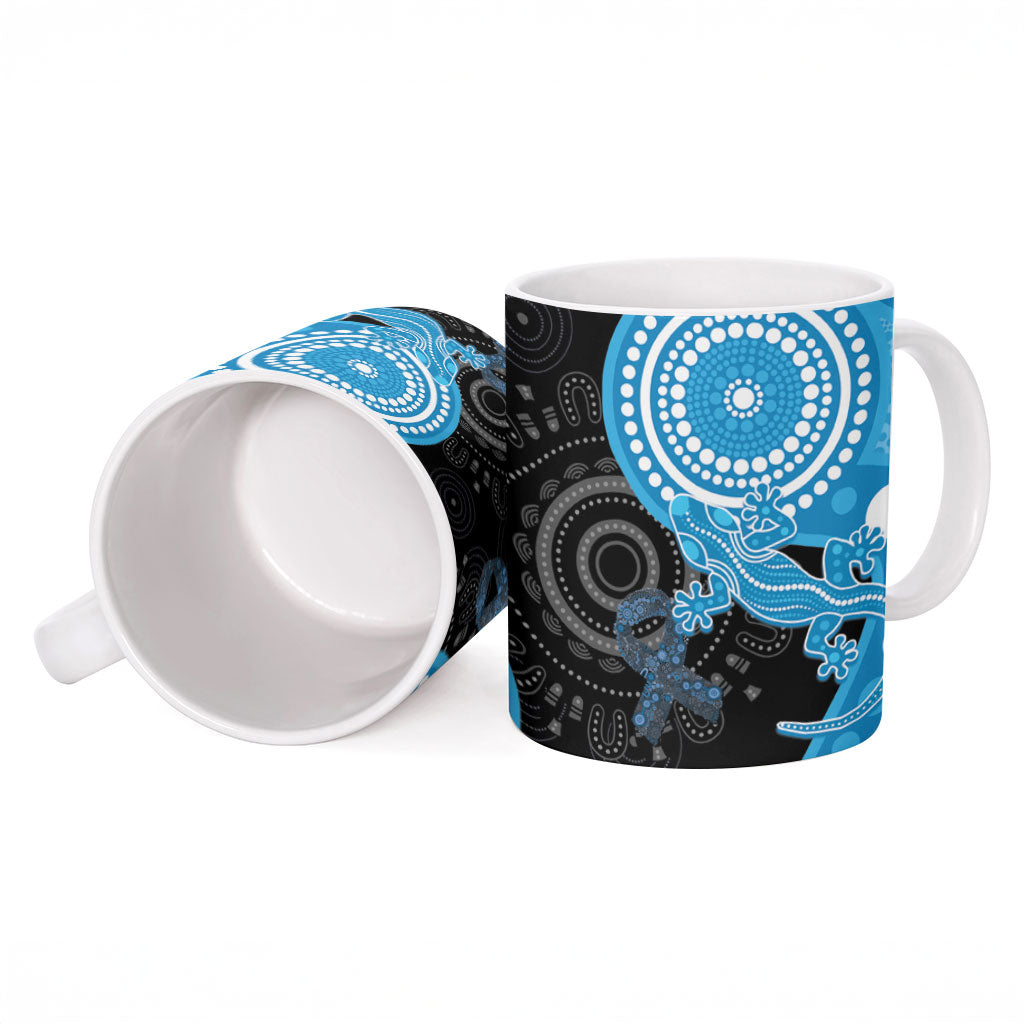 Australia Autism Support Month Ceramic Mug Indigenous Lizard With Blue Ribbon