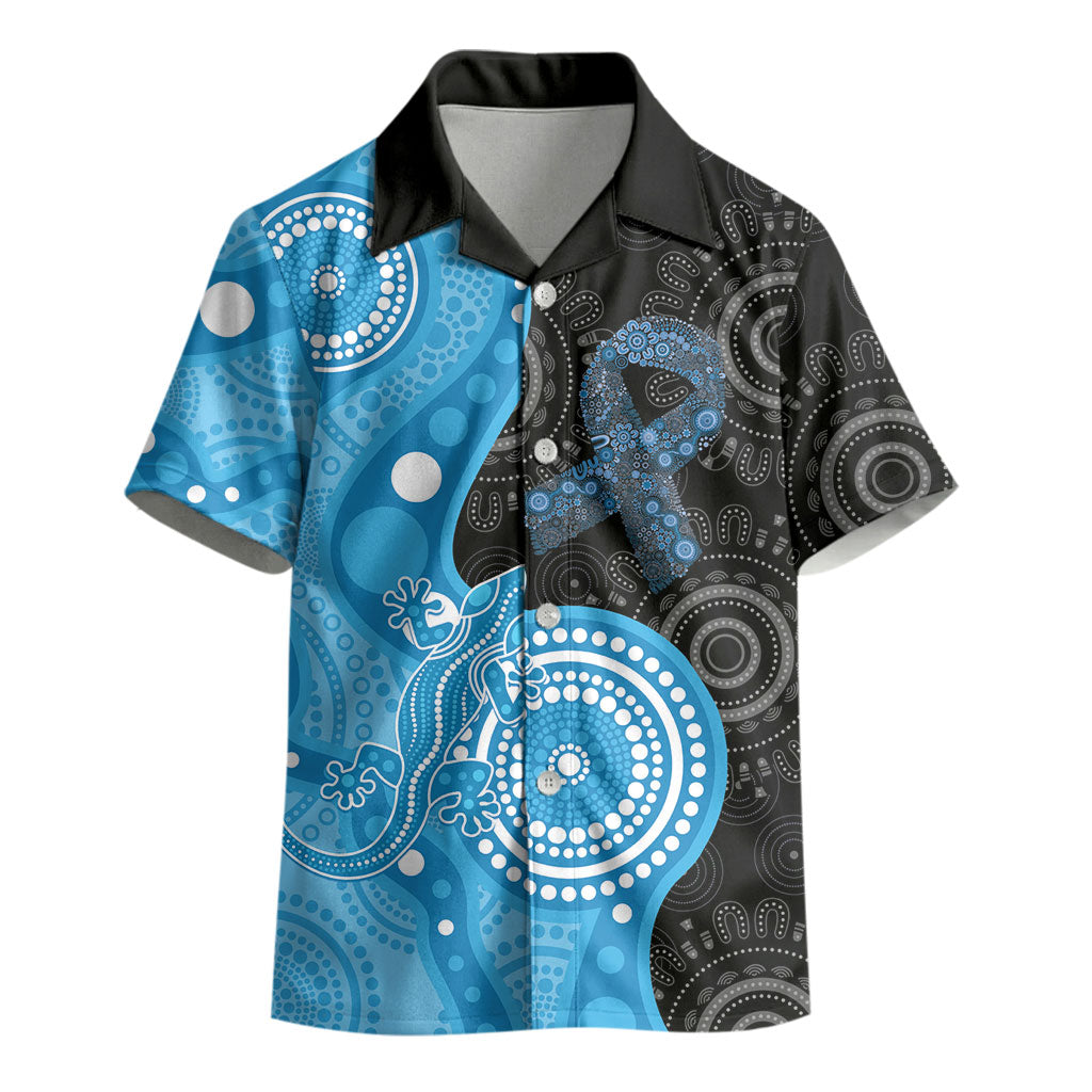 Australia Autism Support Month Kid Hawaiian Shirt Indigenous Lizard With Blue Ribbon