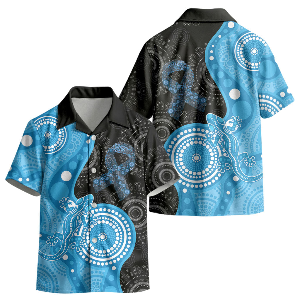 Australia Autism Support Month Kid Hawaiian Shirt Indigenous Lizard With Blue Ribbon