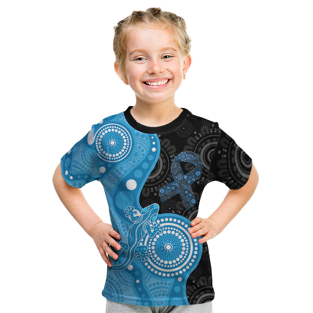 Australia Autism Support Month Kid T Shirt Indigenous Lizard With Blue Ribbon