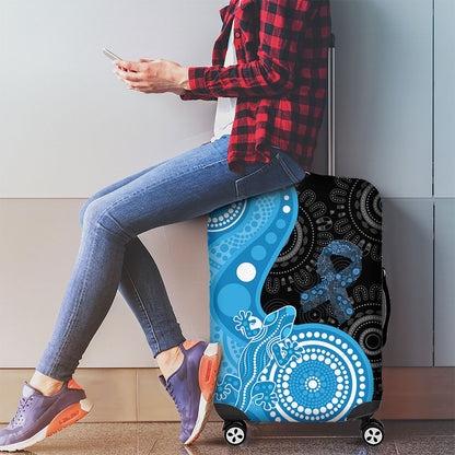 Australia Autism Support Month Luggage Cover Indigenous Lizard With Blue Ribbon