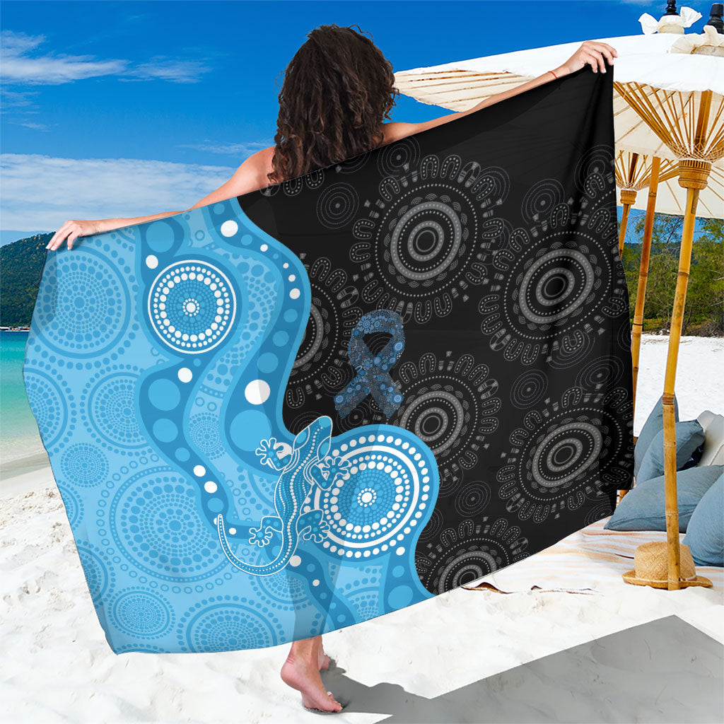 Australia Autism Support Month Sarong Indigenous Lizard With Blue Ribbon