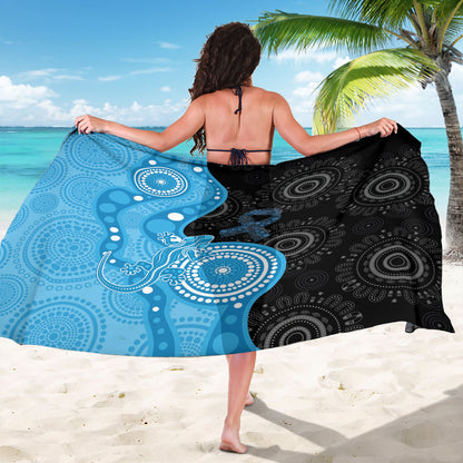 Australia Autism Support Month Sarong Indigenous Lizard With Blue Ribbon