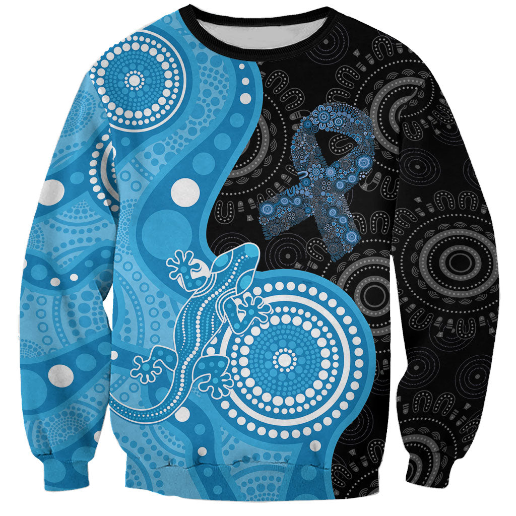 Australia Autism Support Month Sweatshirt Indigenous Lizard With Blue Ribbon