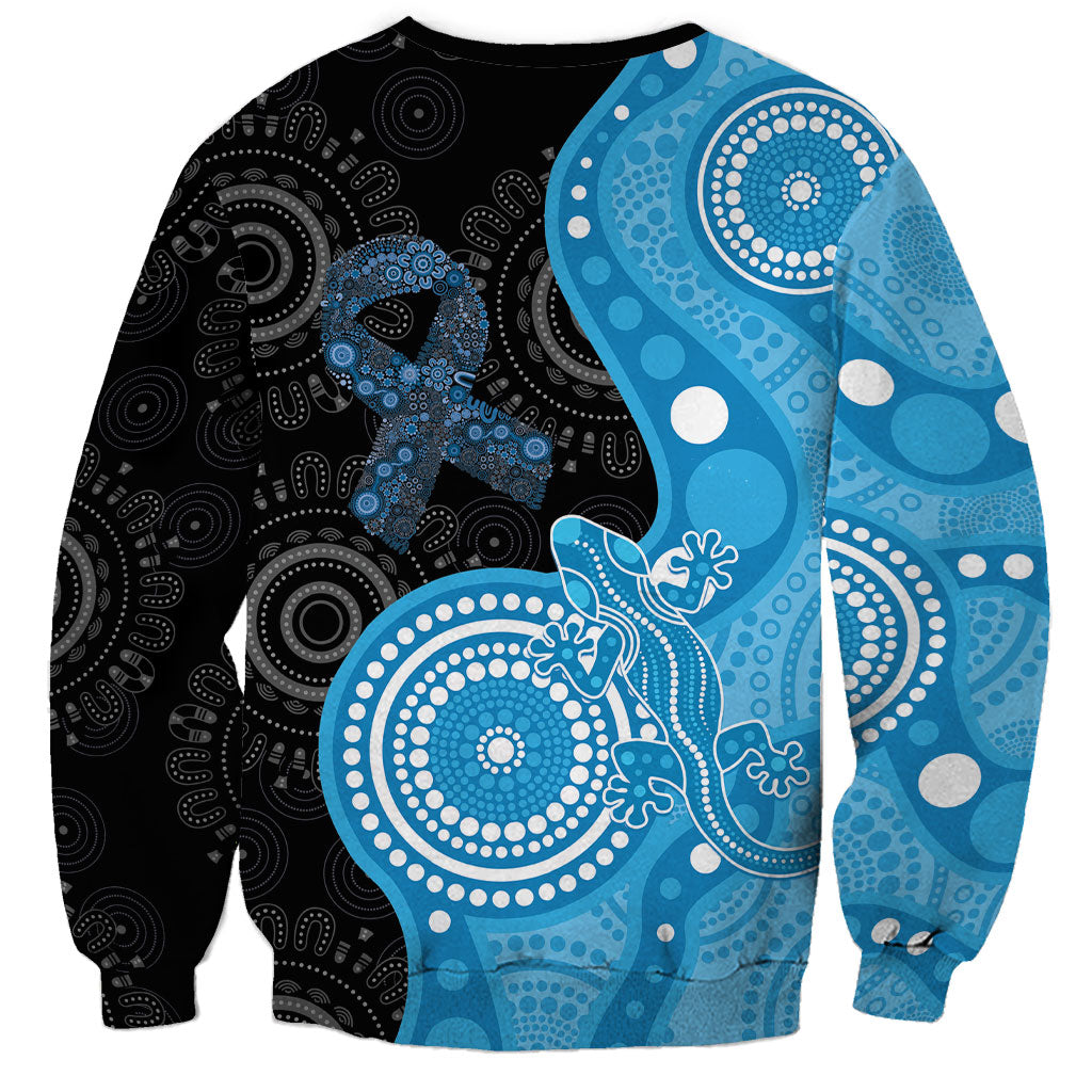 Australia Autism Support Month Sweatshirt Indigenous Lizard With Blue Ribbon