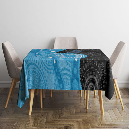 Australia Autism Support Month Tablecloth Indigenous Lizard With Blue Ribbon