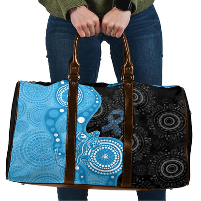 Australia Autism Support Month Travel Bag Indigenous Lizard With Blue Ribbon
