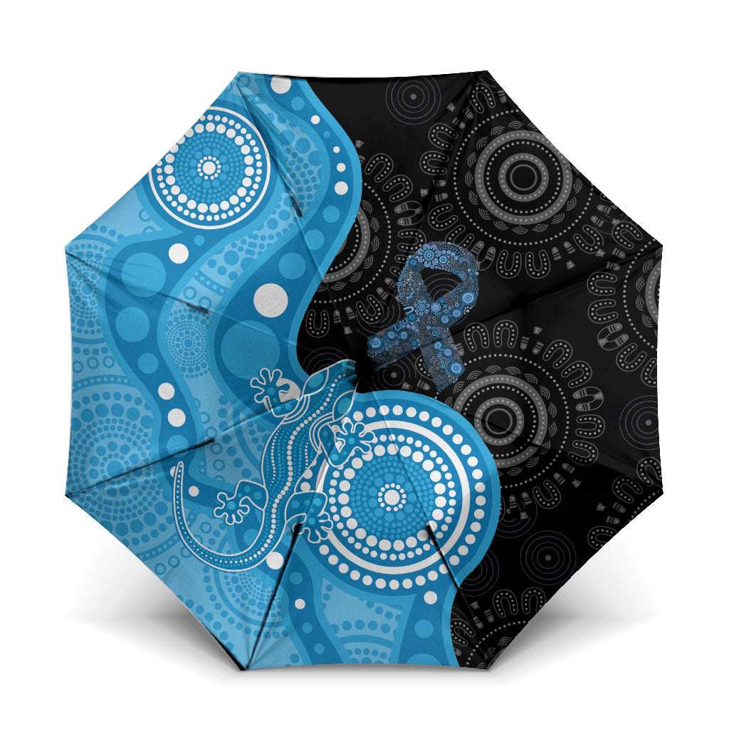 Australia Autism Support Month Umbrella Indigenous Lizard With Blue Ribbon