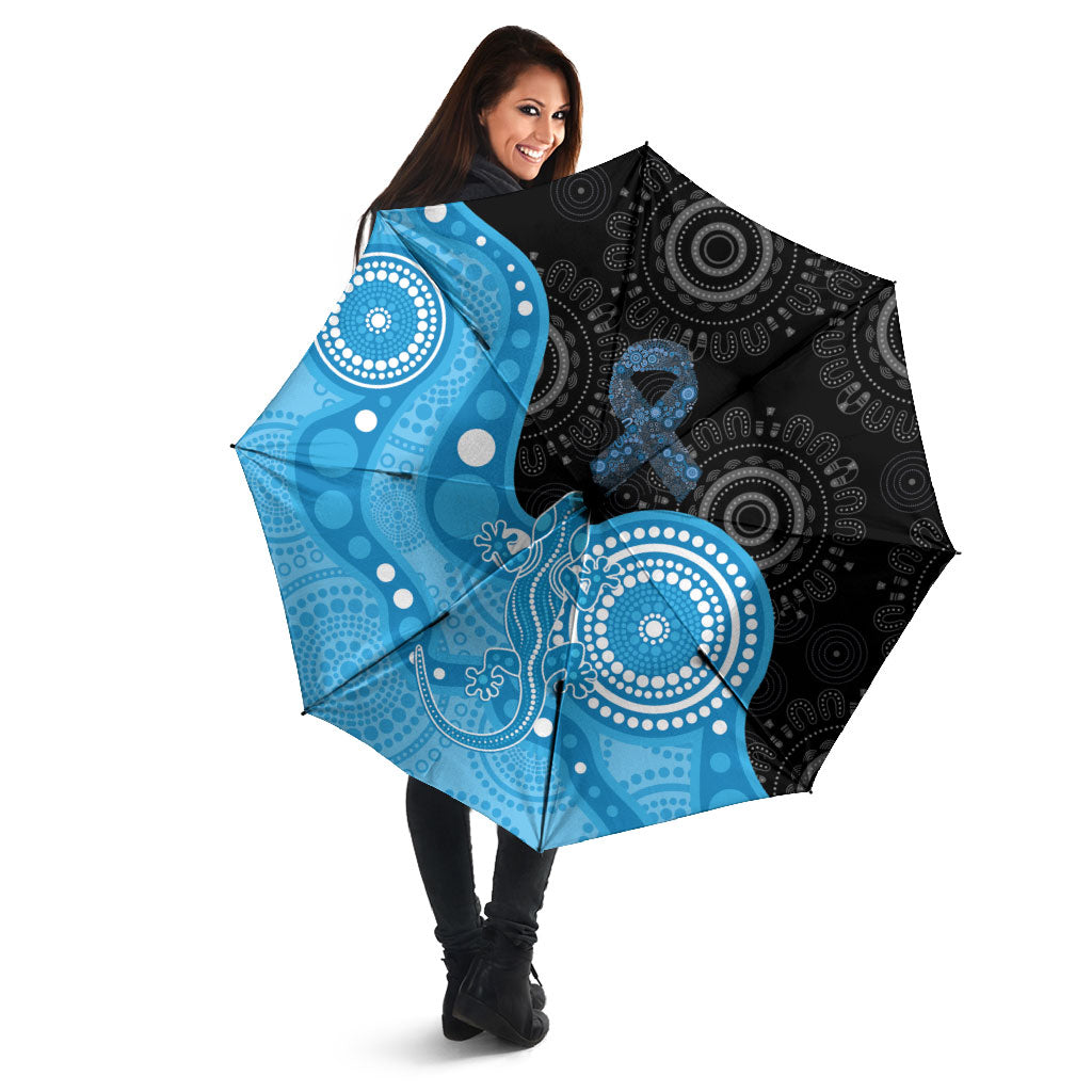 Australia Autism Support Month Umbrella Indigenous Lizard With Blue Ribbon