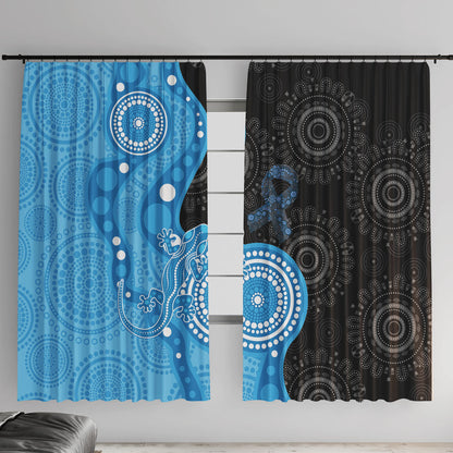 Australia Autism Support Month Window Curtain Indigenous Lizard With Blue Ribbon