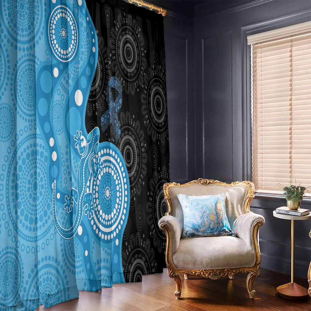 Australia Autism Support Month Window Curtain Indigenous Lizard With Blue Ribbon