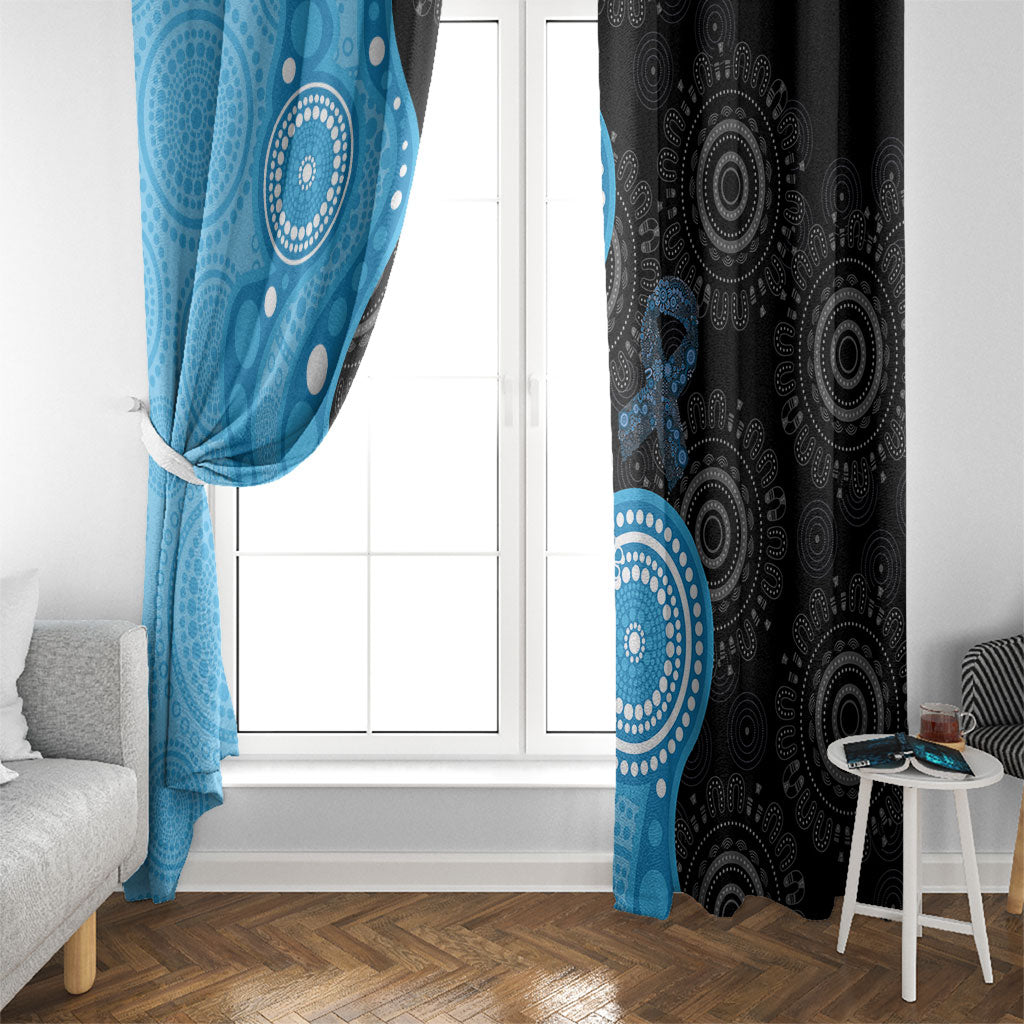 Australia Autism Support Month Window Curtain Indigenous Lizard With Blue Ribbon