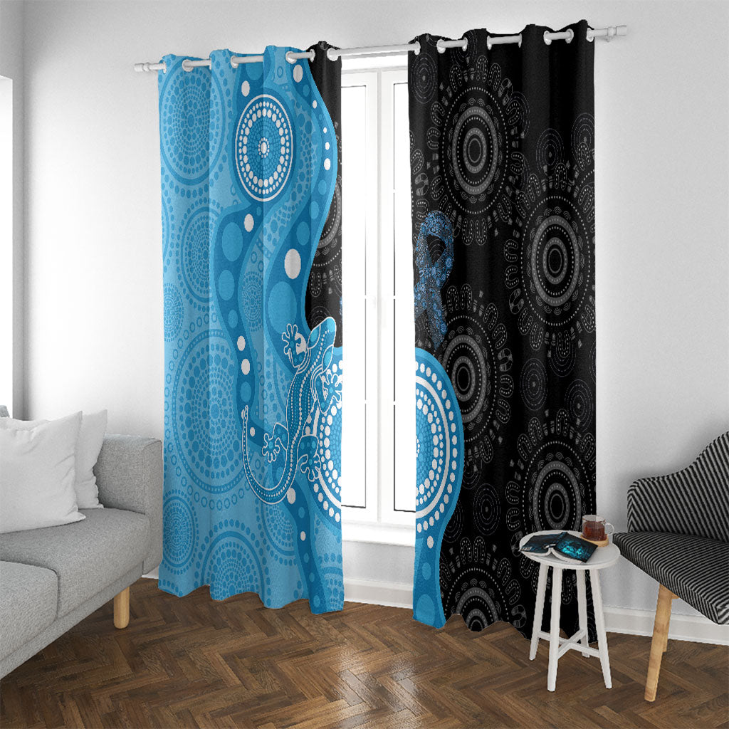 Australia Autism Support Month Window Curtain Indigenous Lizard With Blue Ribbon