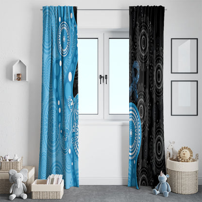 Australia Autism Support Month Window Curtain Indigenous Lizard With Blue Ribbon