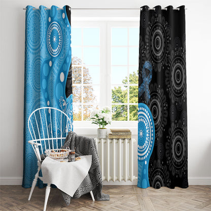 Australia Autism Support Month Window Curtain Indigenous Lizard With Blue Ribbon