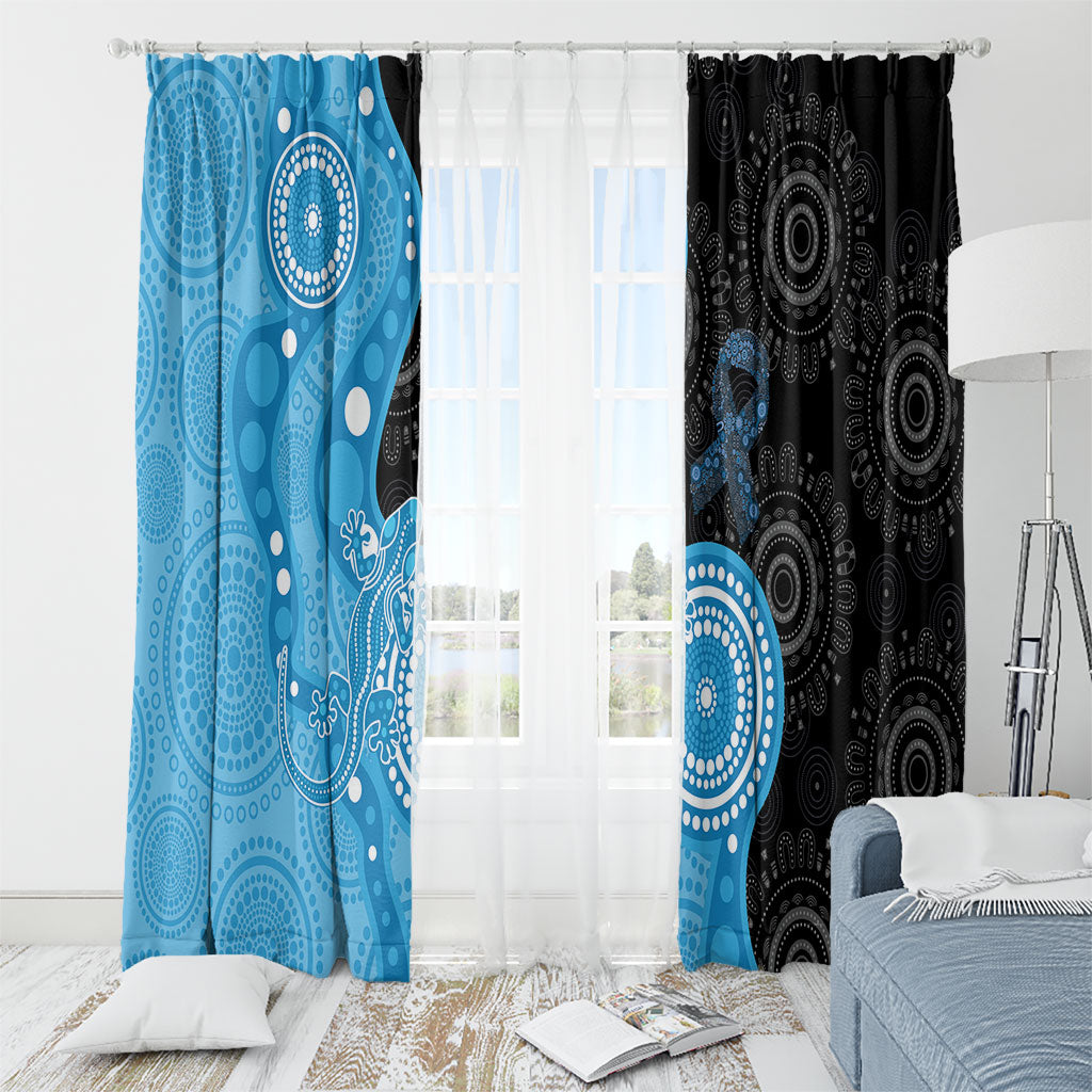 Australia Autism Support Month Window Curtain Indigenous Lizard With Blue Ribbon