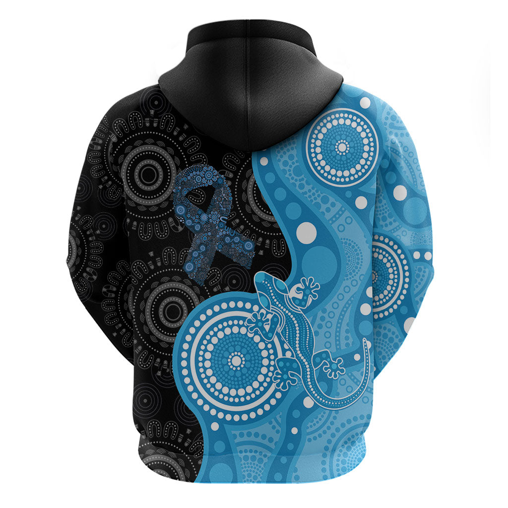 Australia Autism Support Month Zip Hoodie Indigenous Lizard With Blue Ribbon