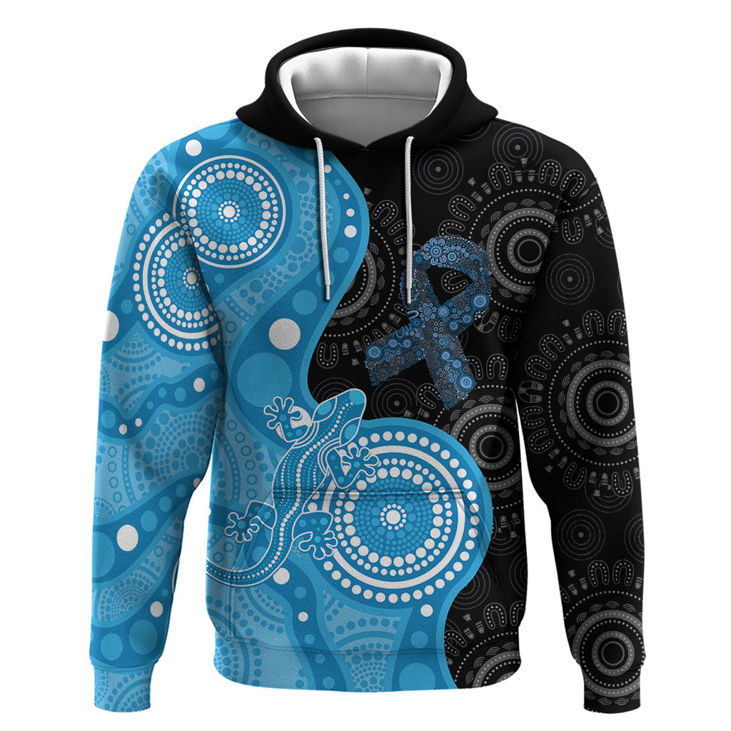 Australia Autism Support Month Zip Hoodie Indigenous Lizard With Blue Ribbon