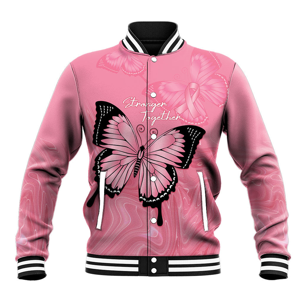 Personalised Australia Breast Cancer Support Baseball Jacket Pink Ribbon Butterfly Opal Pattern