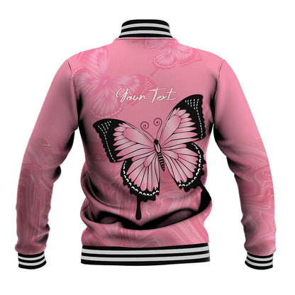 Personalised Australia Breast Cancer Support Baseball Jacket Pink Ribbon Butterfly Opal Pattern