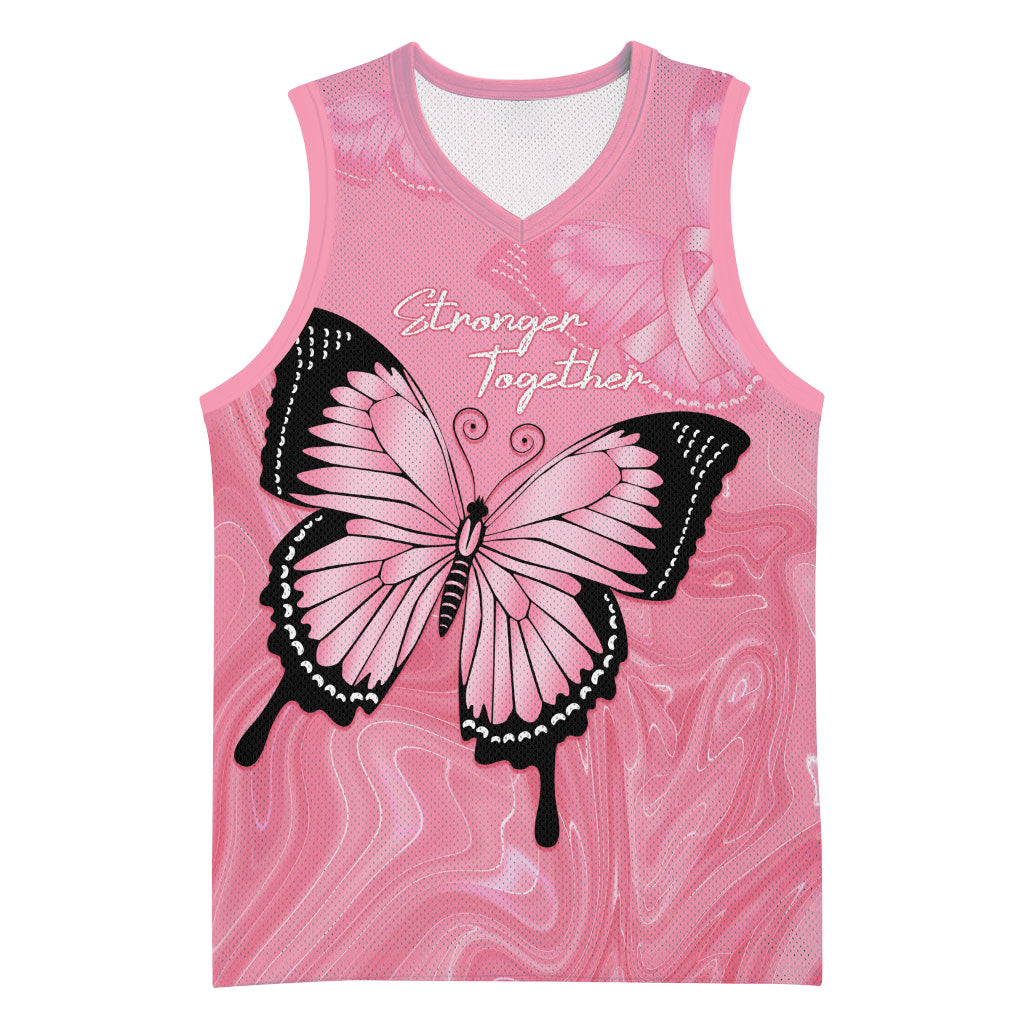 Personalised Australia Breast Cancer Support Basketball Jersey Pink Ribbon Butterfly Opal Pattern