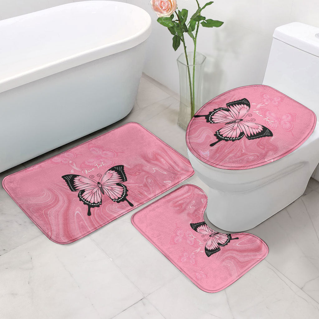 Personalised Australia Breast Cancer Support Bathroom Set Pink Ribbon Butterfly Opal Pattern