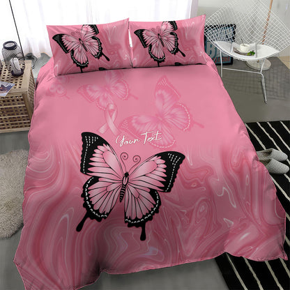 Personalised Australia Breast Cancer Support Bedding Set Pink Ribbon Butterfly Opal Pattern