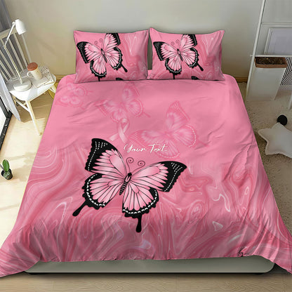 Personalised Australia Breast Cancer Support Bedding Set Pink Ribbon Butterfly Opal Pattern