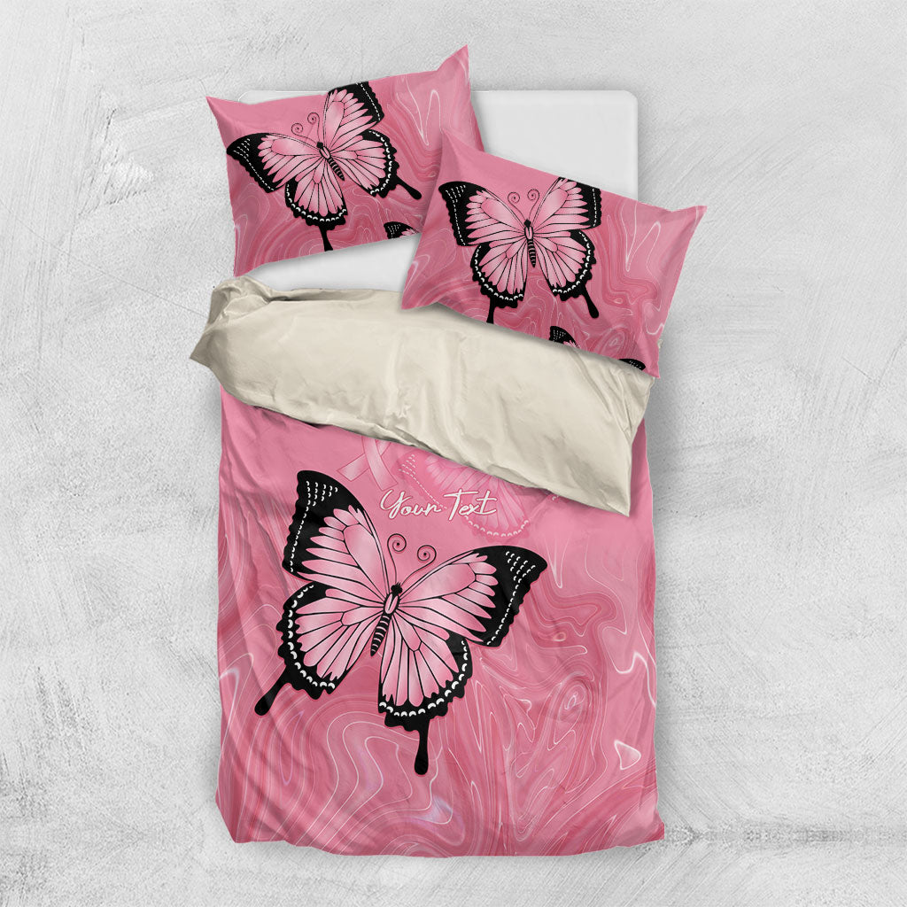 Personalised Australia Breast Cancer Support Bedding Set Pink Ribbon Butterfly Opal Pattern