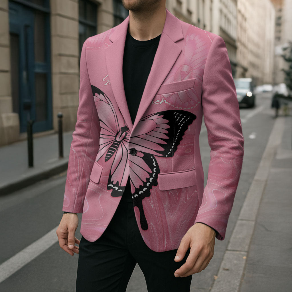 Personalised Australia Breast Cancer Support Blazer Pink Ribbon Butterfly Opal Pattern