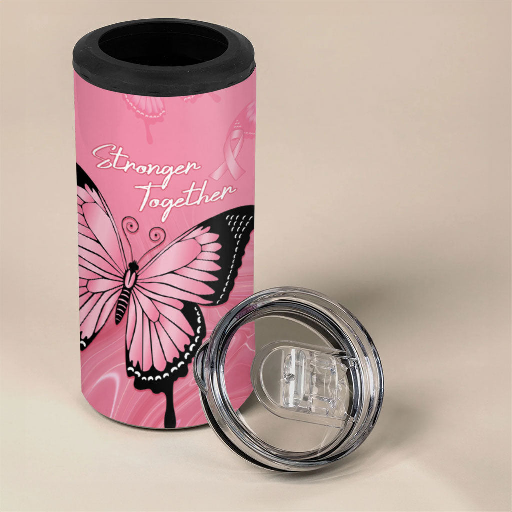 Personalised Australia Breast Cancer Support 4 in 1 Can Cooler Tumbler Pink Ribbon Butterfly Opal Pattern