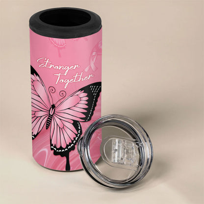Personalised Australia Breast Cancer Support 4 in 1 Can Cooler Tumbler Pink Ribbon Butterfly Opal Pattern