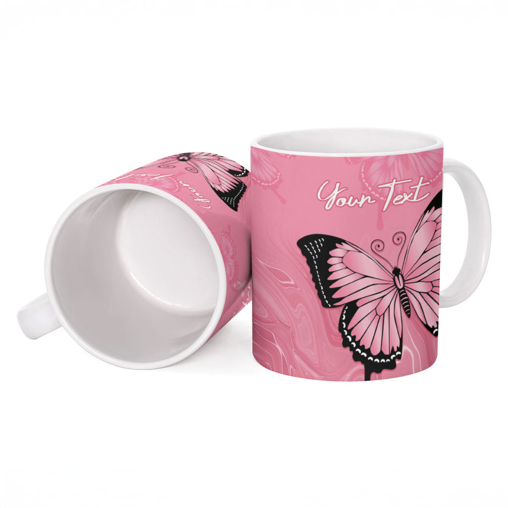 Personalised Australia Breast Cancer Support Ceramic Mug Pink Ribbon Butterfly Opal Pattern