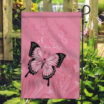 Personalised Australia Breast Cancer Support Garden Flag Pink Ribbon Butterfly Opal Pattern