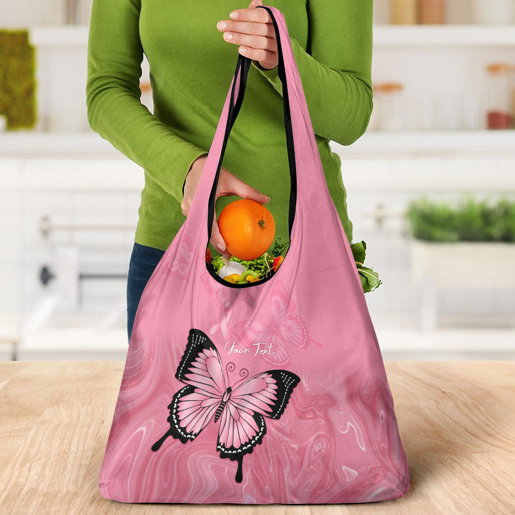 Personalised Australia Breast Cancer Support Grocery Bag Pink Ribbon Butterfly Opal Pattern