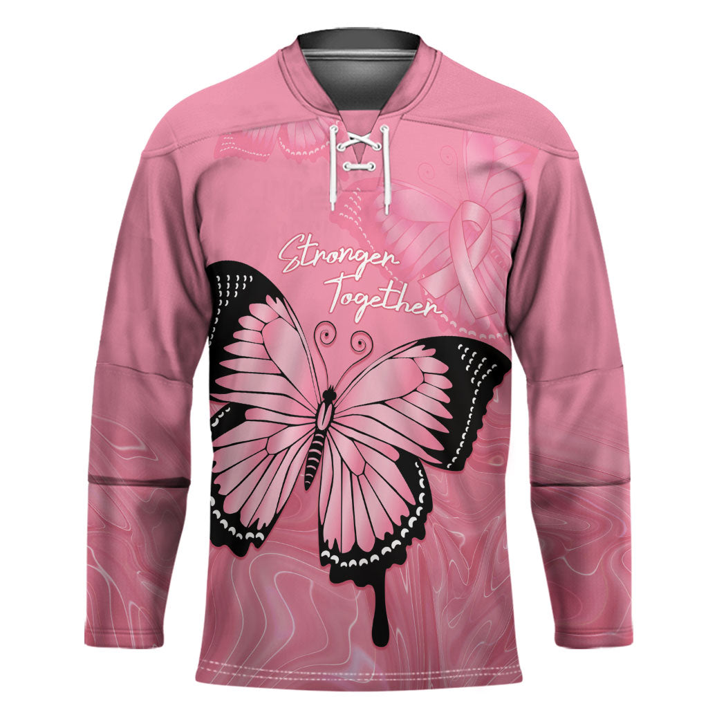 Personalised Australia Breast Cancer Support Hockey Jersey Pink Ribbon Butterfly Opal Pattern