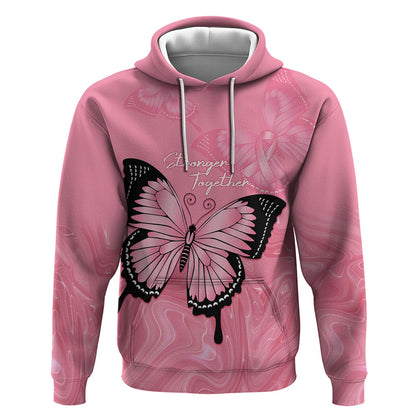 Personalised Australia Breast Cancer Support Hoodie Pink Ribbon Butterfly Opal Pattern