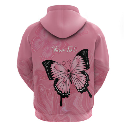 Personalised Australia Breast Cancer Support Hoodie Pink Ribbon Butterfly Opal Pattern