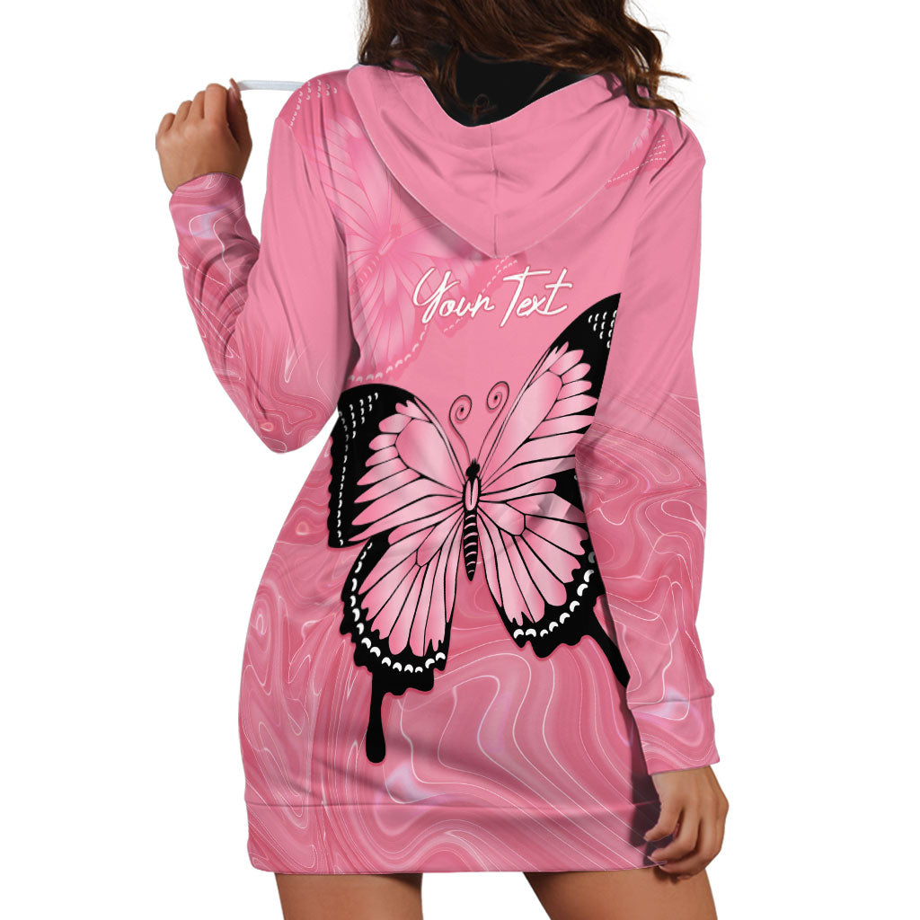 Personalised Australia Breast Cancer Support Hoodie Dress Pink Ribbon Butterfly Opal Pattern