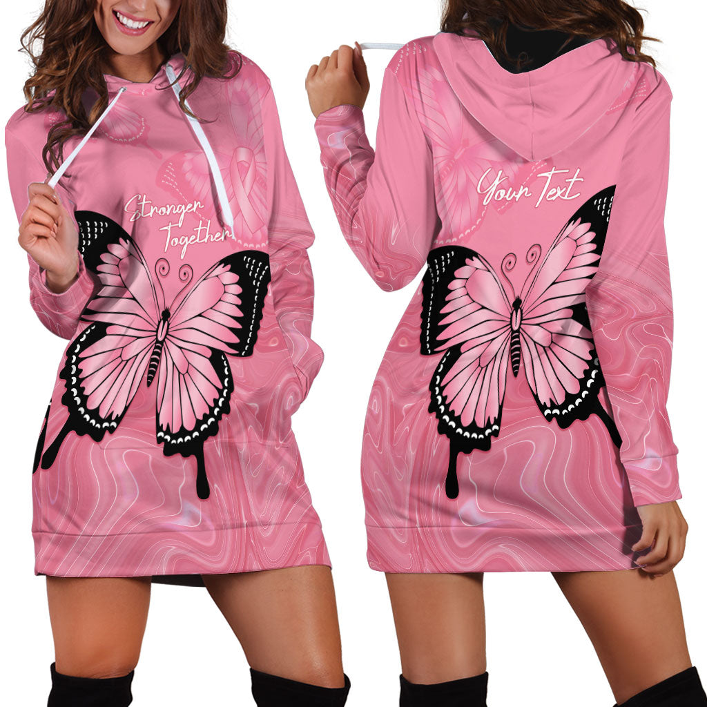 Personalised Australia Breast Cancer Support Hoodie Dress Pink Ribbon Butterfly Opal Pattern
