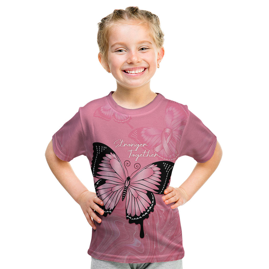 Personalised Australia Breast Cancer Support Kid T Shirt Pink Ribbon Butterfly Opal Pattern
