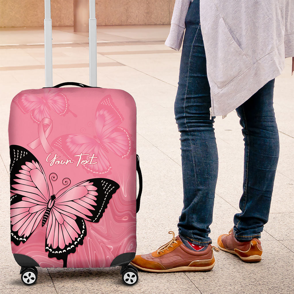 Personalised Australia Breast Cancer Support Luggage Cover Pink Ribbon Butterfly Opal Pattern